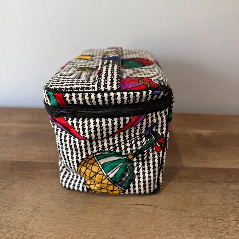 Vintage Christian Dior Large Cosmetic Case Hot Air Balloon Design Makeup Travel